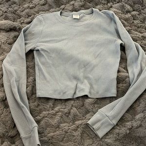 TNA blue waffle long sleeve top